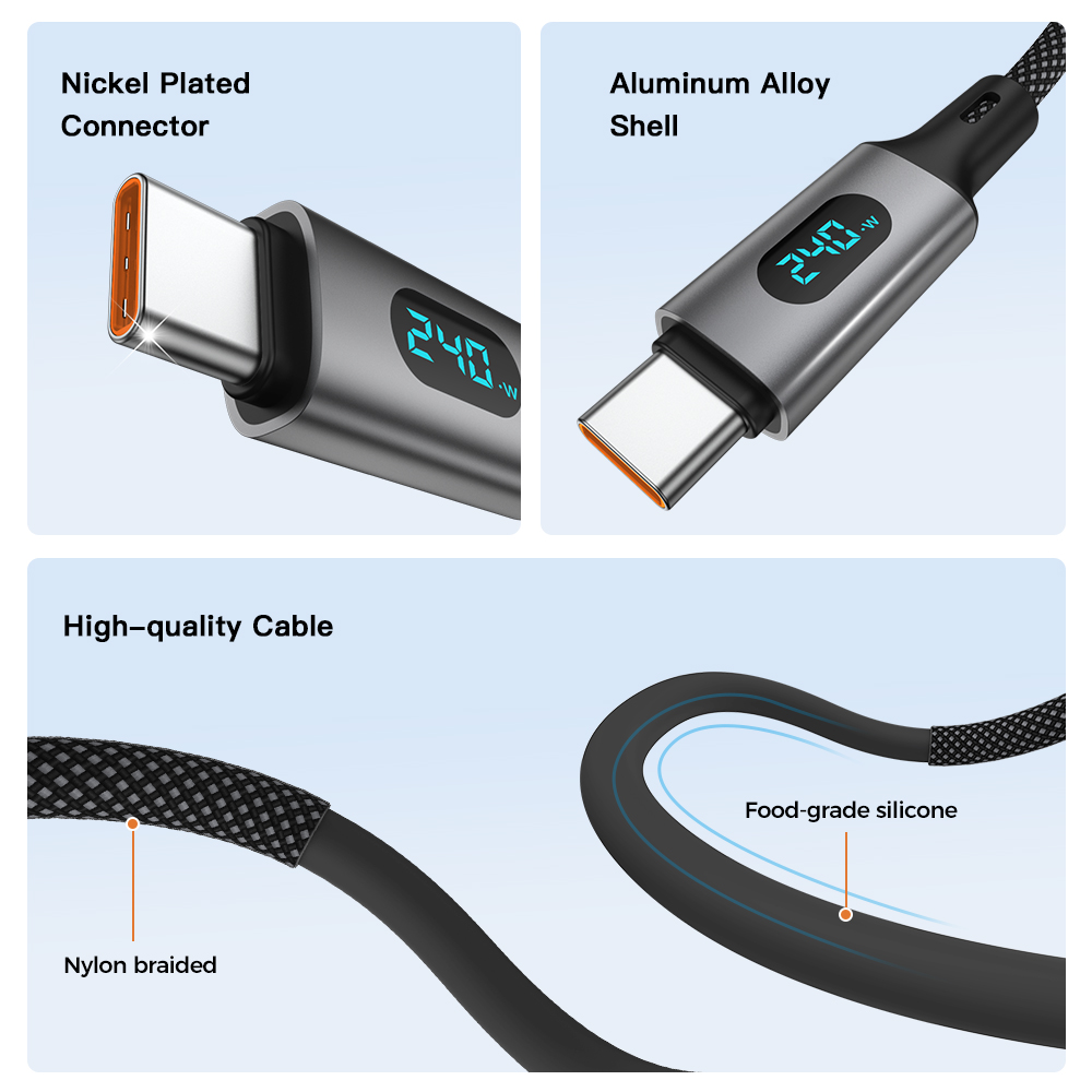 Begs USB C - USB C, Silicone Braided Cable with Display New - Figura 19