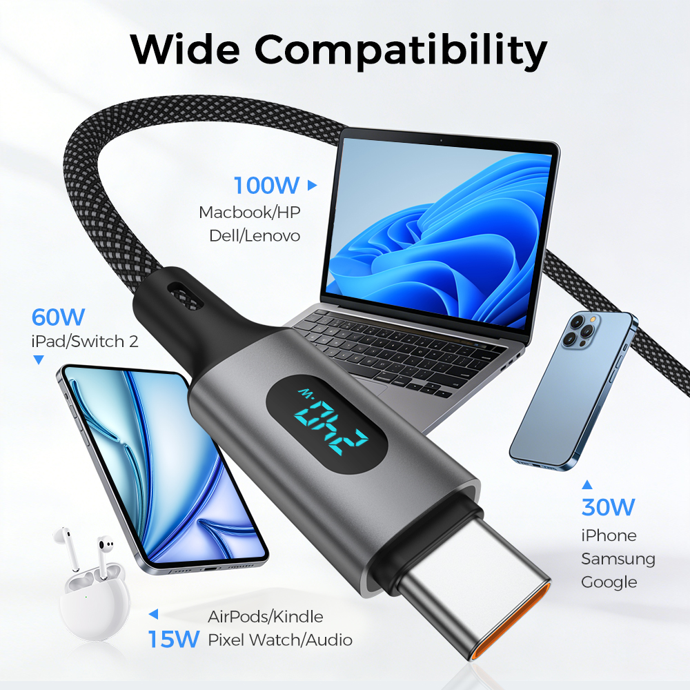 Begs USB C - USB C, Silicone Braided Cable with Display New - Figura 21