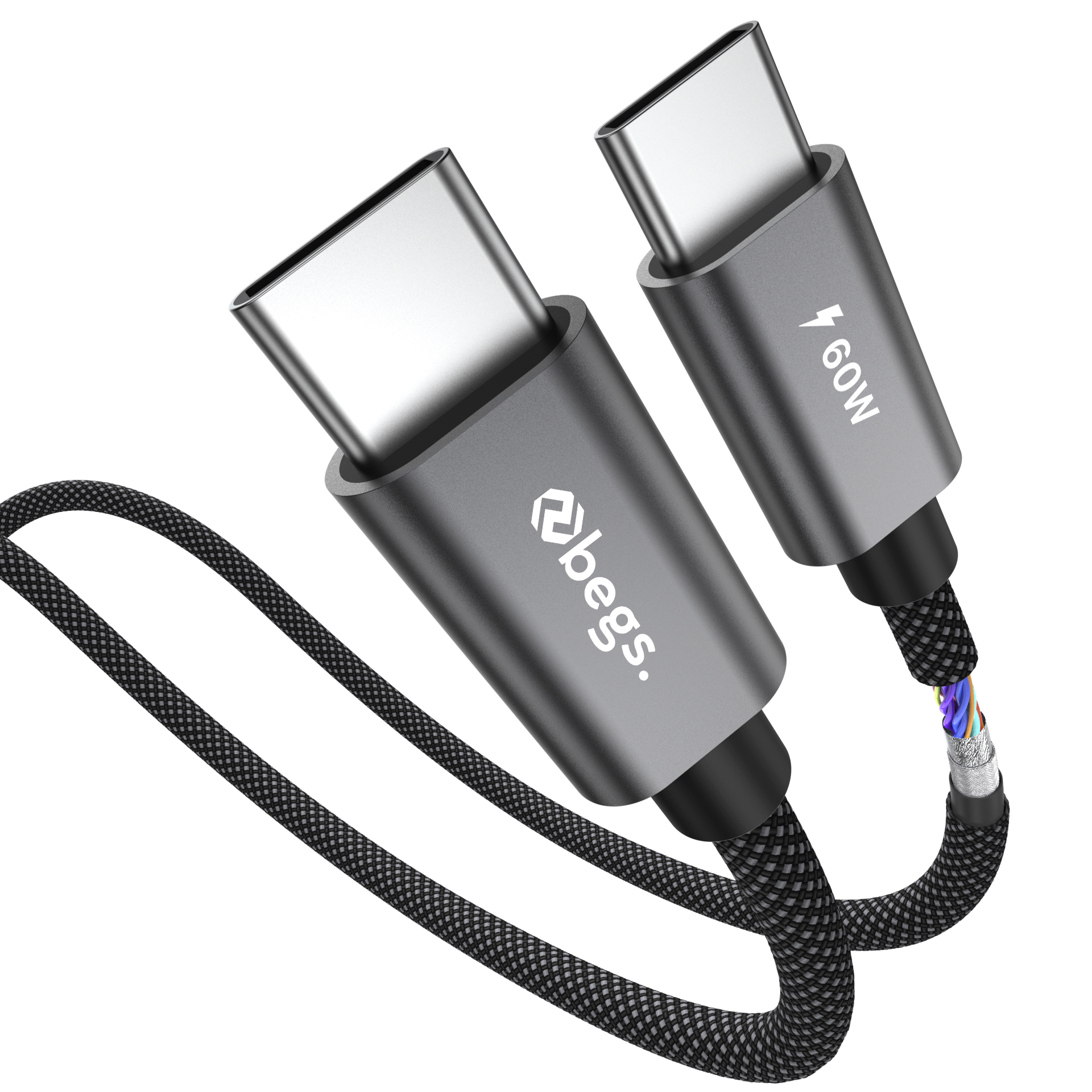 Begs USB C - USB C, Silicone Braided Cable New