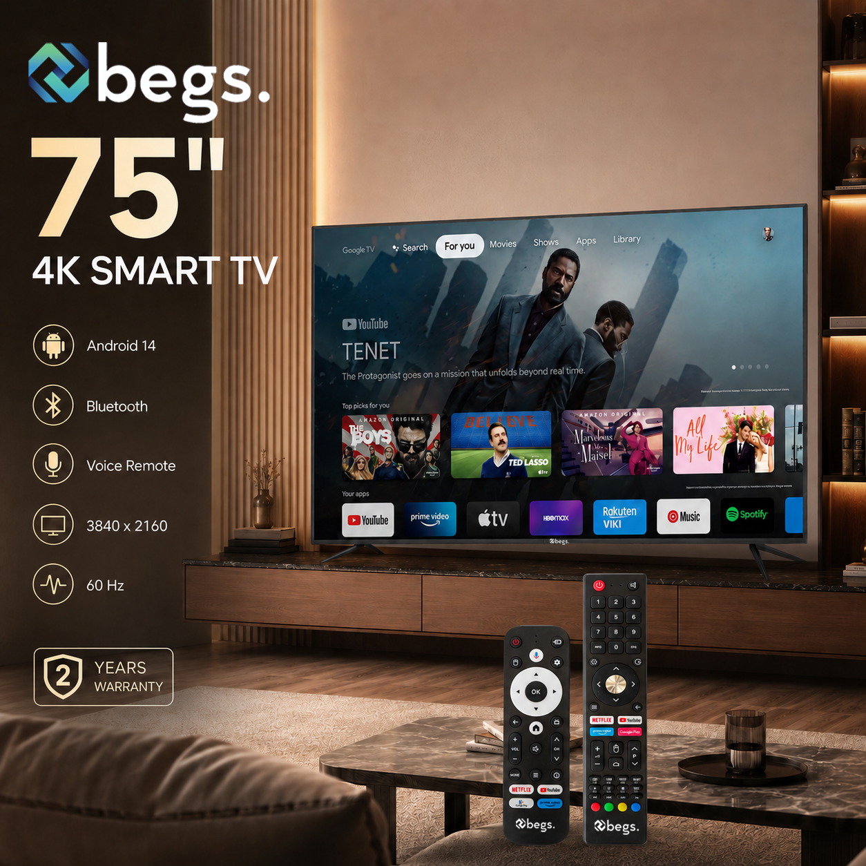 Begs 75" 4K UHD Android 14 Bluetooth Smart TV - Figura 2